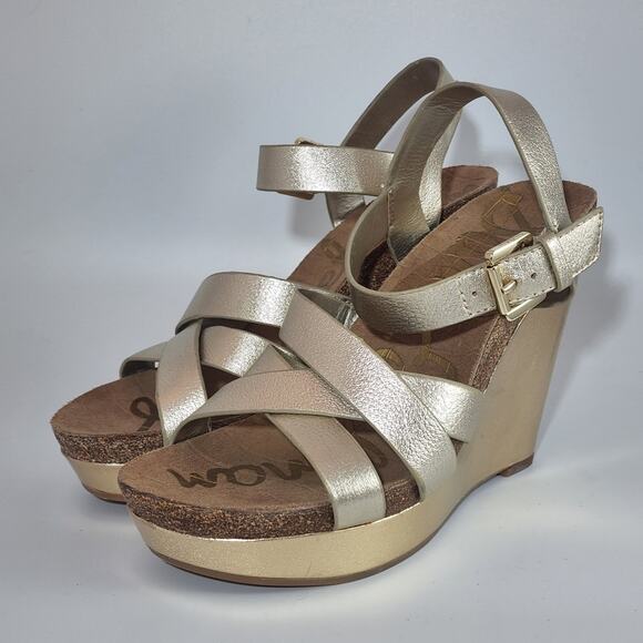 Sam Edelman Gold Wedge Nelson Sandals+ - Picture 1 of 12